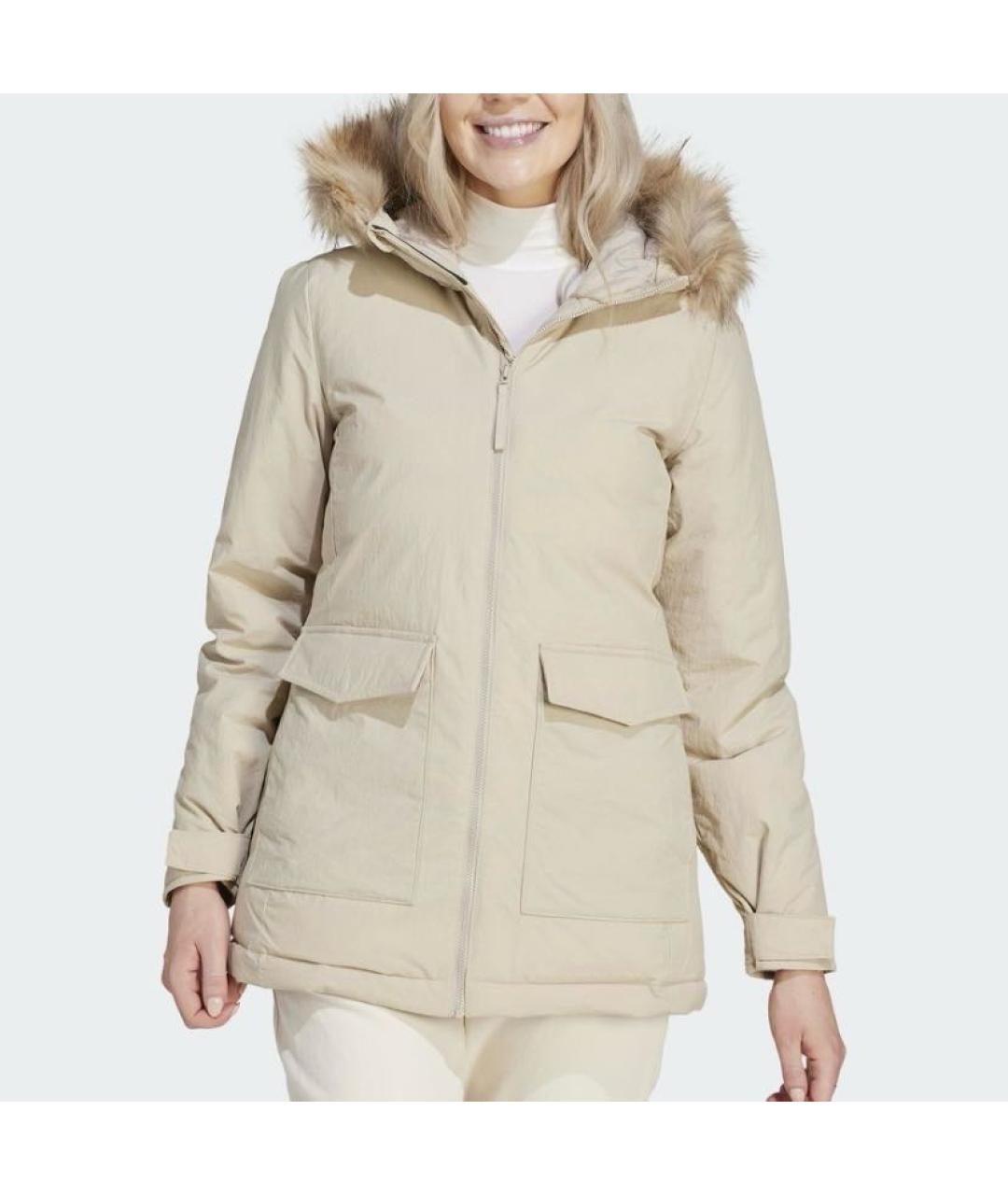 ADIDAS Бежевая полиэстеровая парка, фото 2