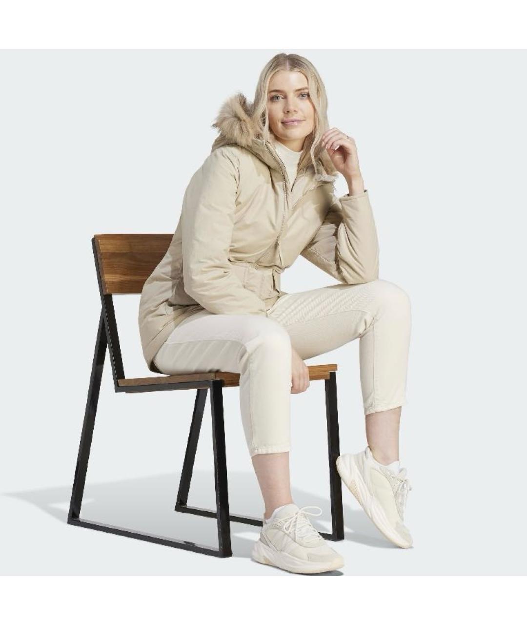 ADIDAS Бежевая полиэстеровая парка, фото 4