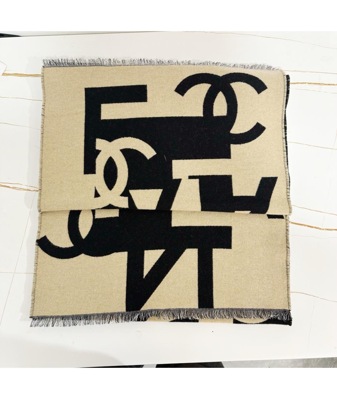 CHANEL Бежевый кашемировый шарф, фото 2