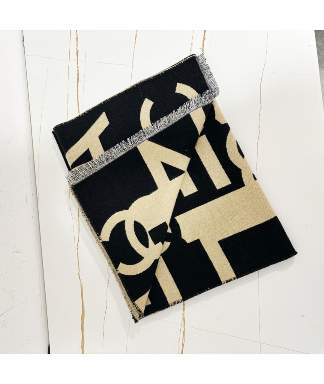 CHANEL Бежевый кашемировый шарф, фото 3