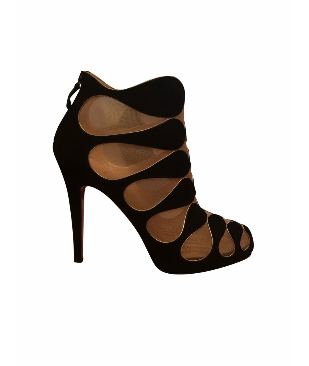 CHRISTIAN LOUBOUTIN Черные замшевые ботильоны, фото 1