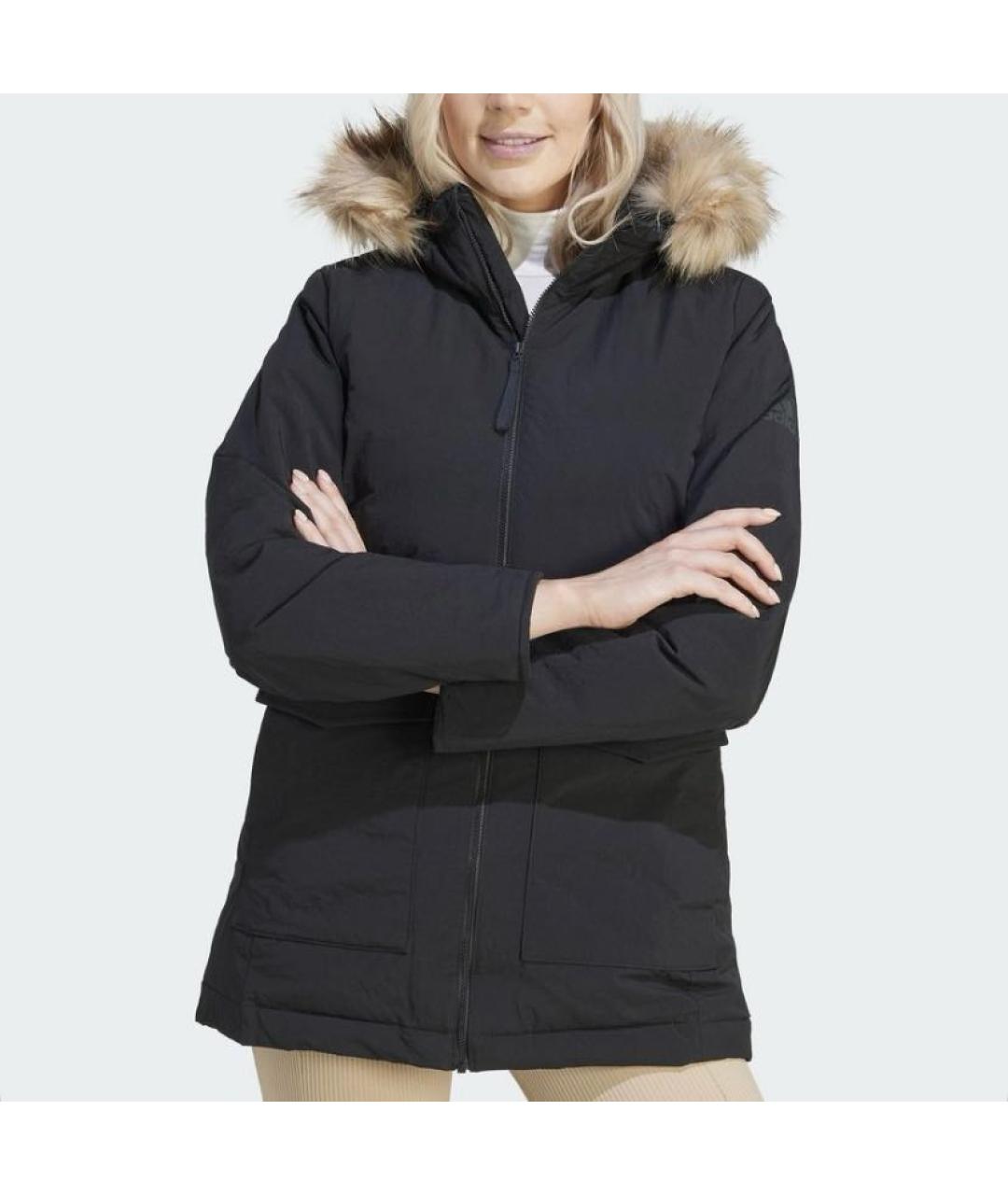 ADIDAS Черная полиэстеровая парка, фото 2