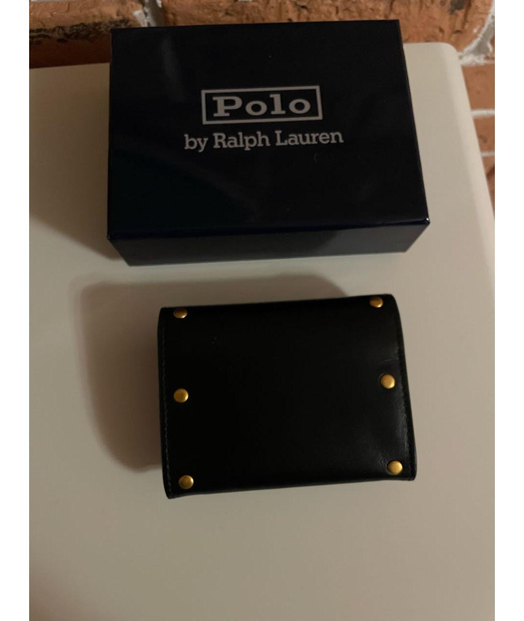 POLO RALPH LAUREN Черный кожаный кошелек, фото 3