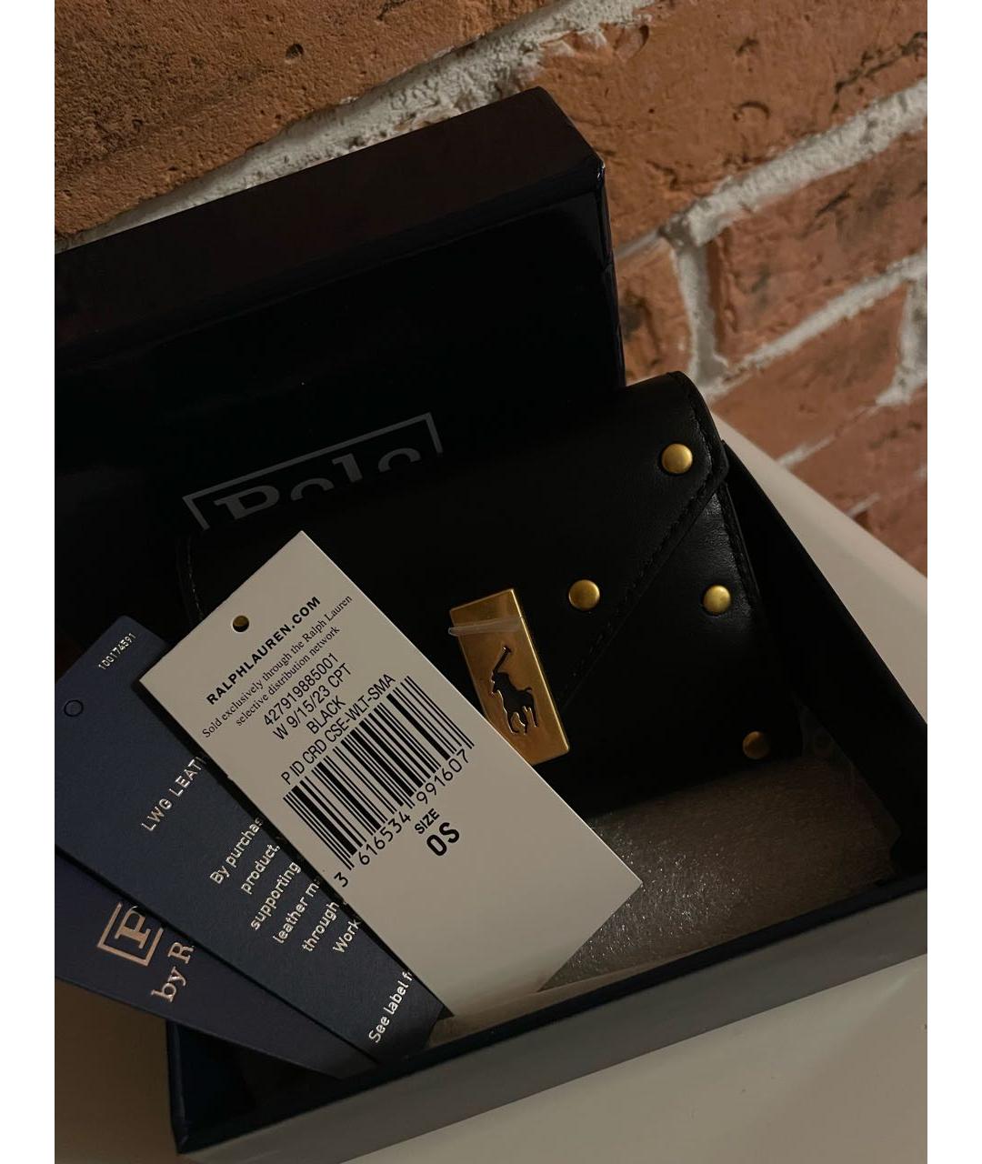 POLO RALPH LAUREN Черный кожаный кошелек, фото 7