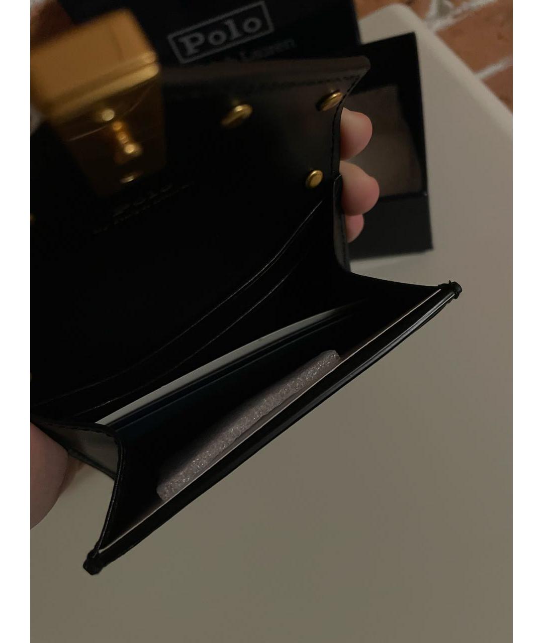 POLO RALPH LAUREN Черный кожаный кошелек, фото 4