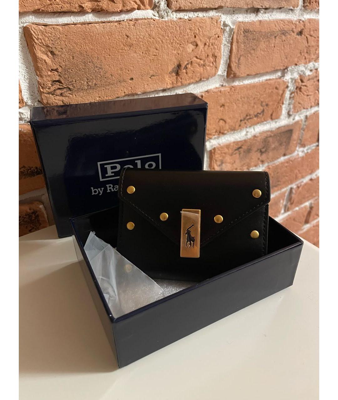 POLO RALPH LAUREN Черный кожаный кошелек, фото 5