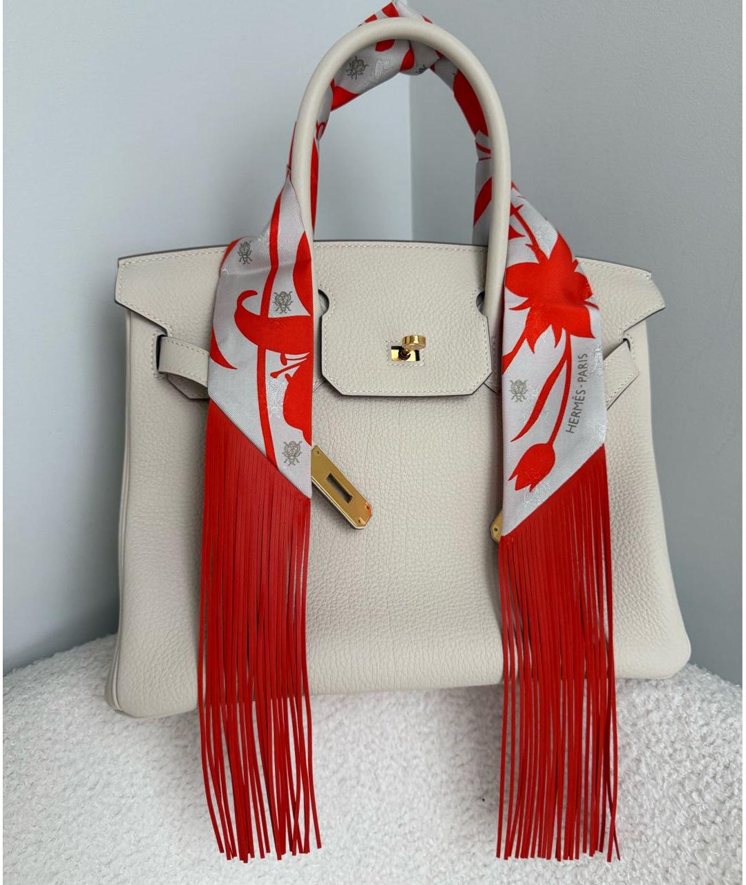 HERMES Оранжевый шелковый платок, фото 5