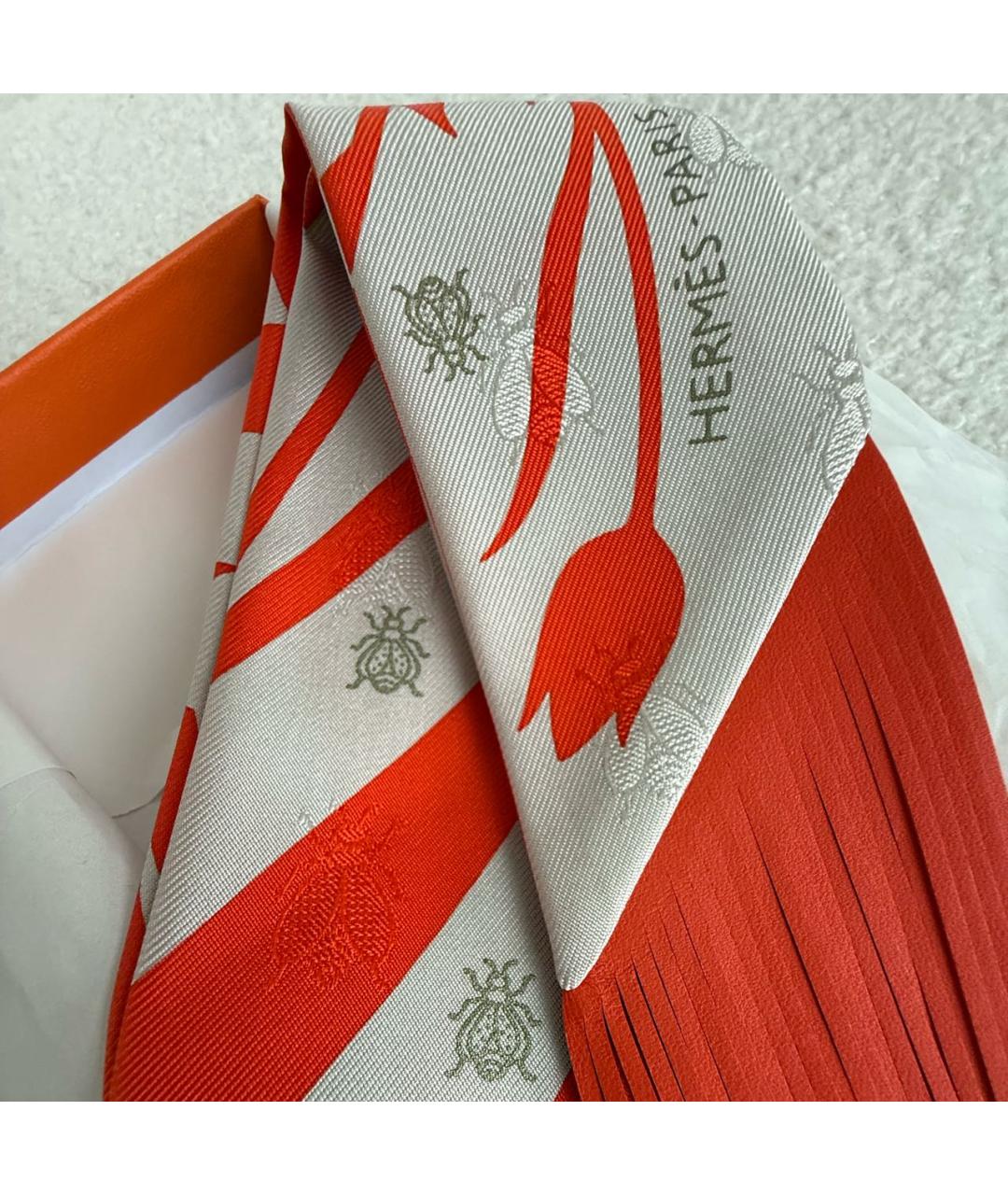 HERMES Оранжевый шелковый платок, фото 3