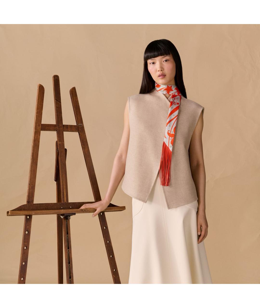 HERMES Оранжевый шелковый платок, фото 4