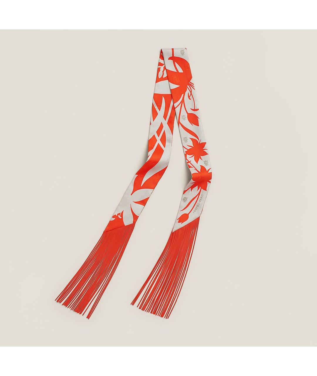 HERMES Оранжевый шелковый платок, фото 6