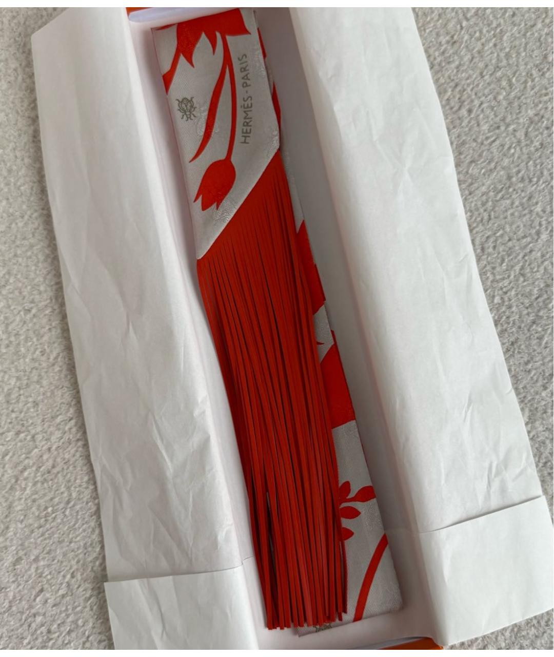 HERMES Оранжевый шелковый платок, фото 2