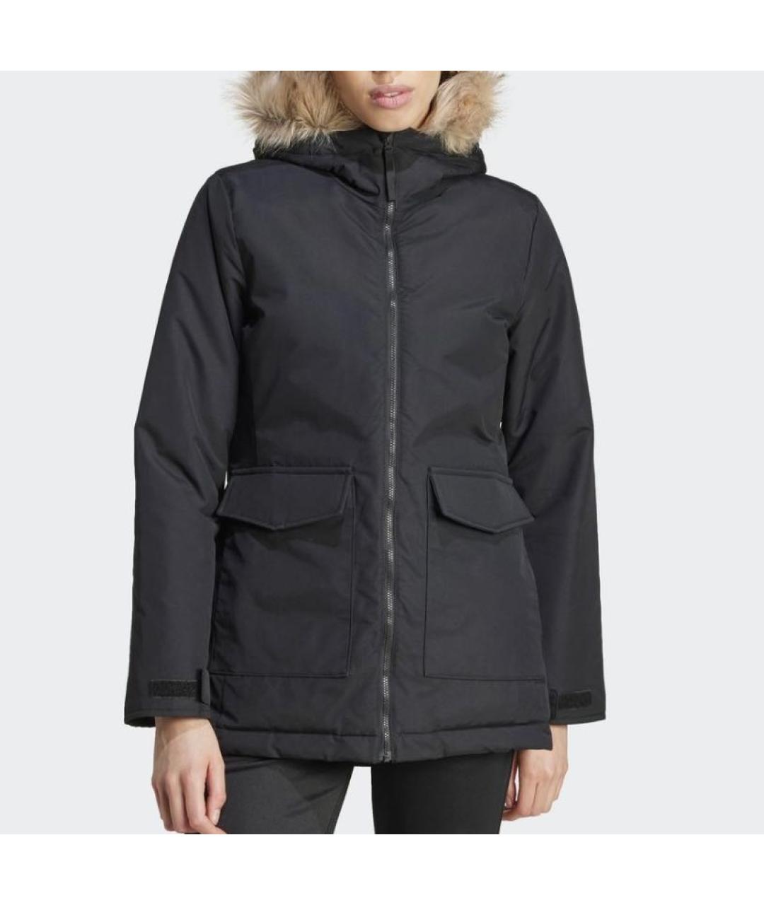 ADIDAS Черная полиамидовая парка, фото 2