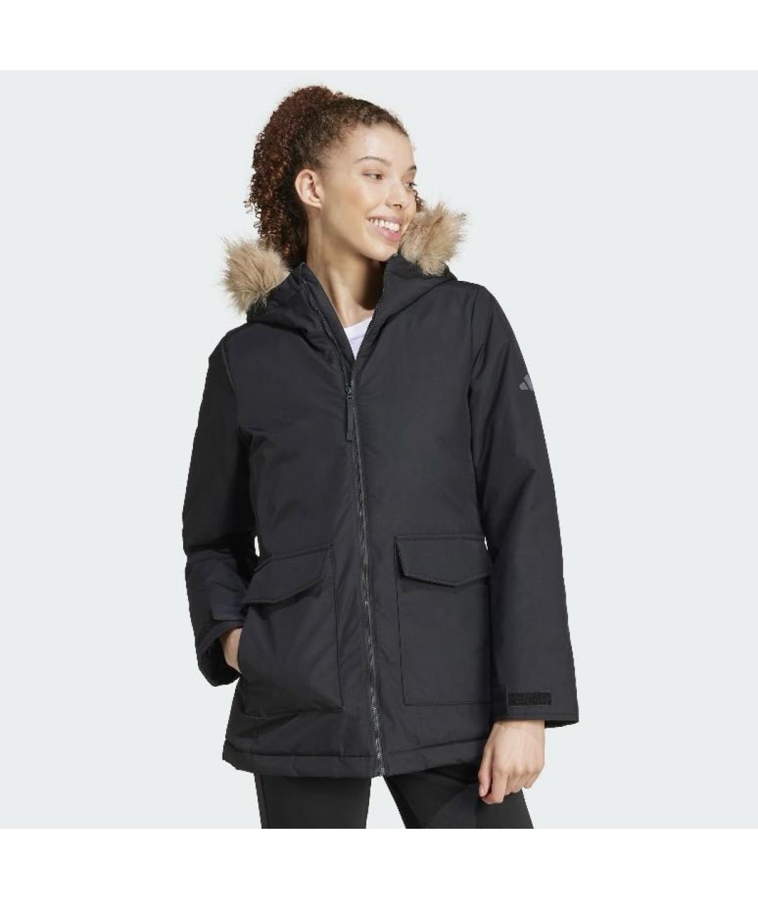 ADIDAS Черная полиамидовая парка, фото 4