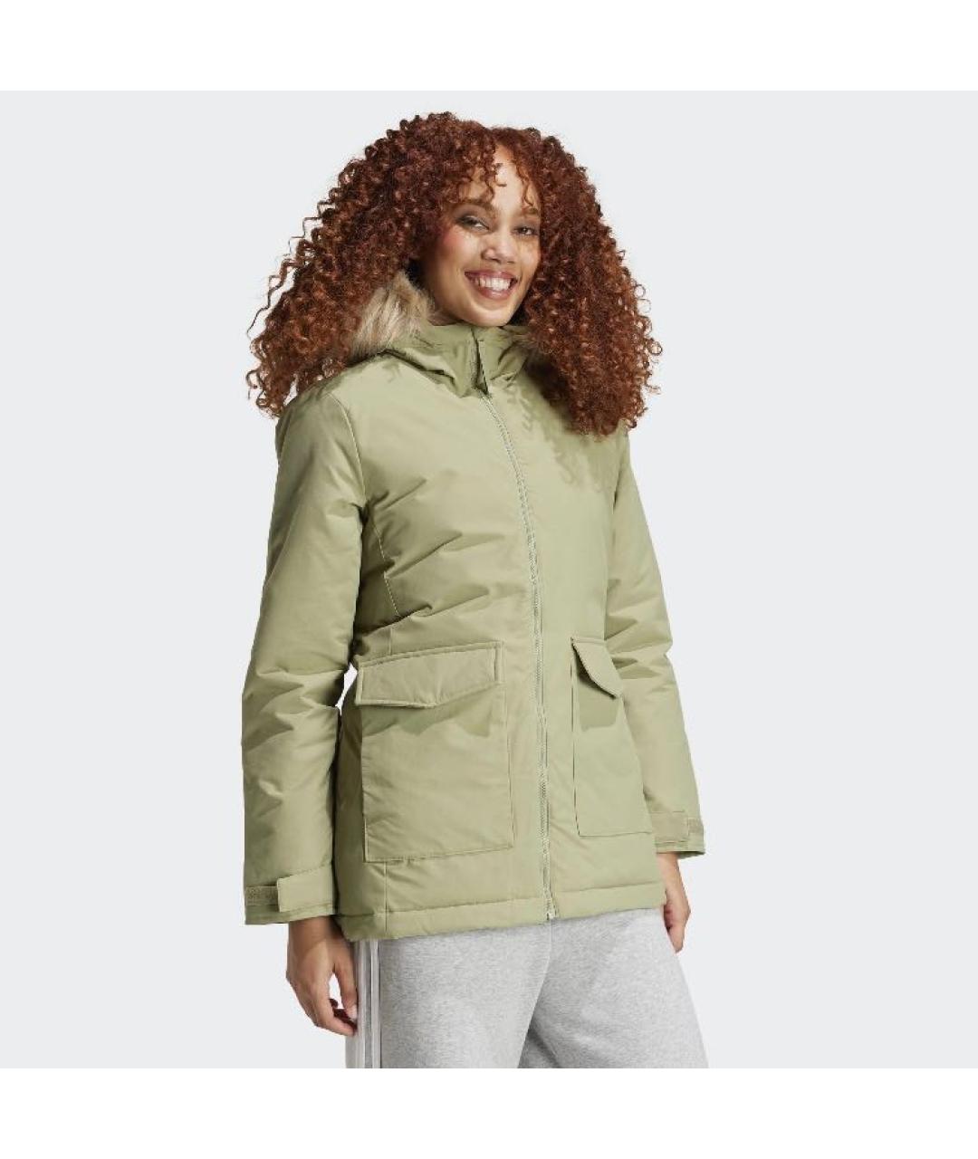 ADIDAS Зеленая полиамидовая парка, фото 4