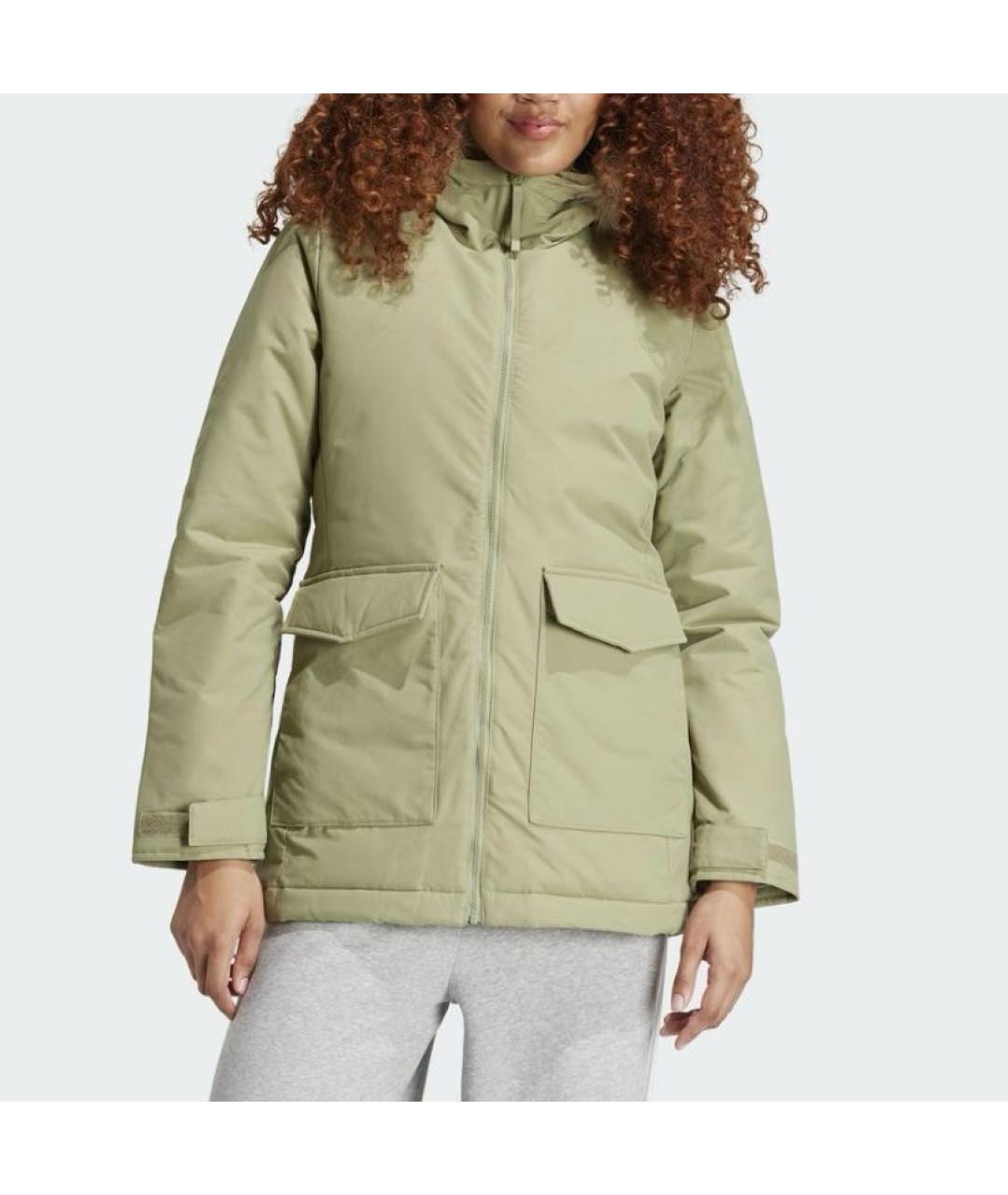 ADIDAS Зеленая полиамидовая парка, фото 2