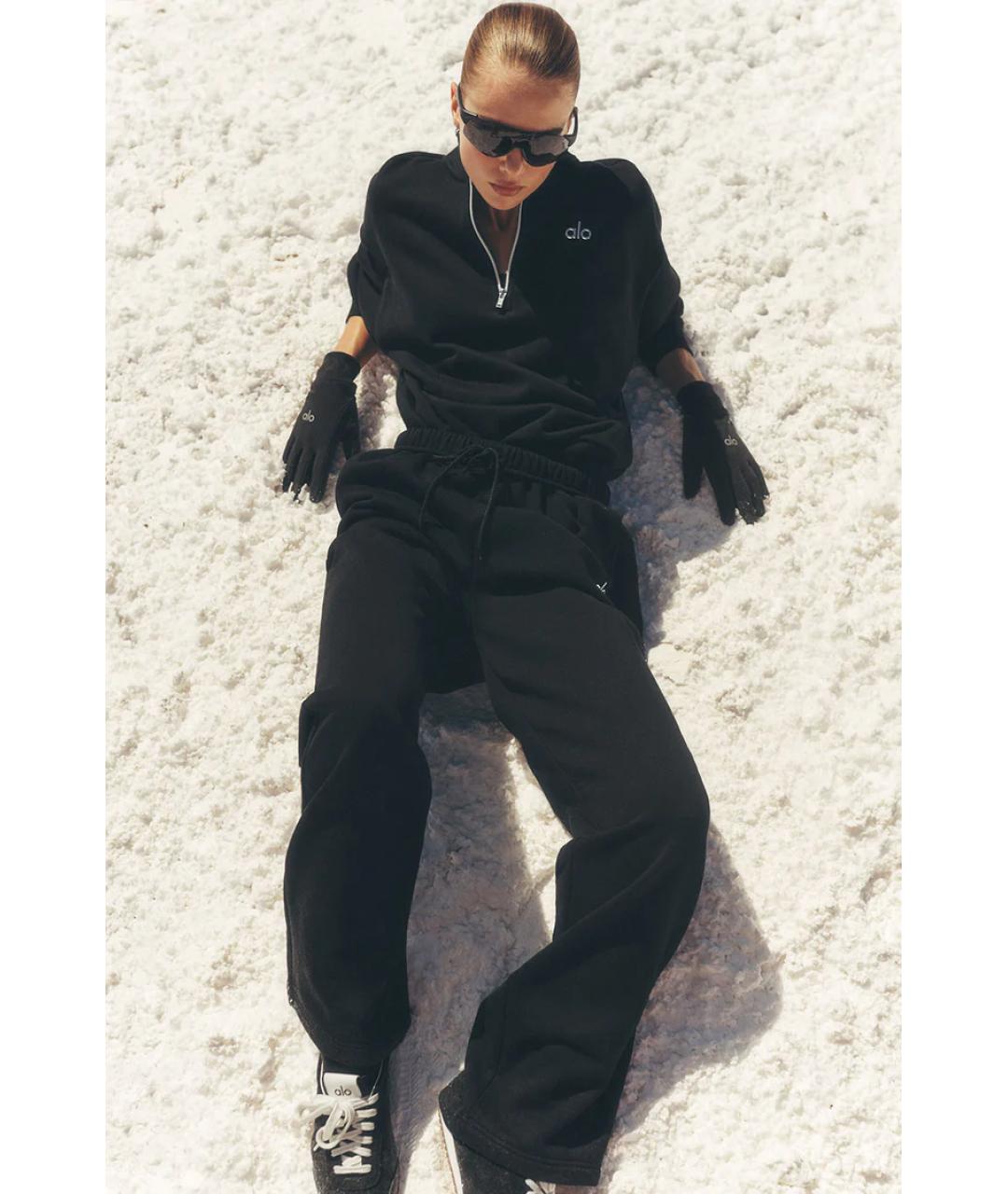 ALO YOGA Черные хлопковые спортивные брюки и шорты, фото 2