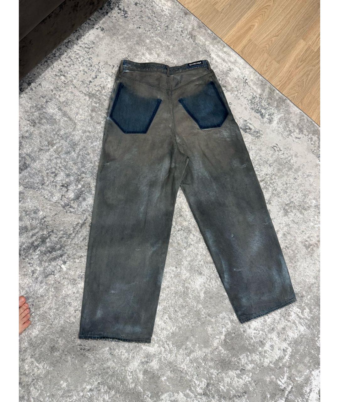 BALENCIAGA Антрацитовые хлопковые прямые джинсы, фото 2