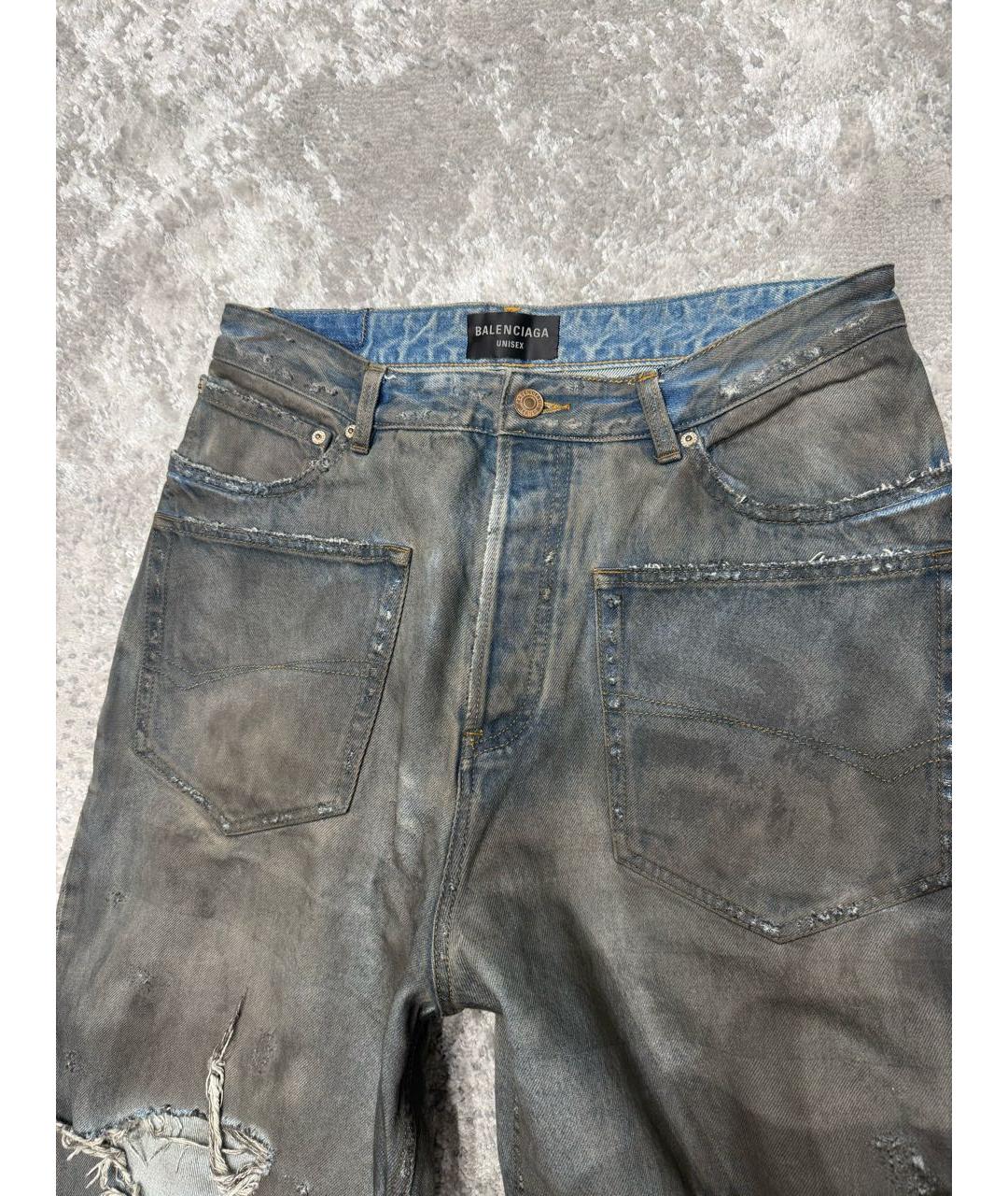 BALENCIAGA Антрацитовые хлопковые прямые джинсы, фото 3