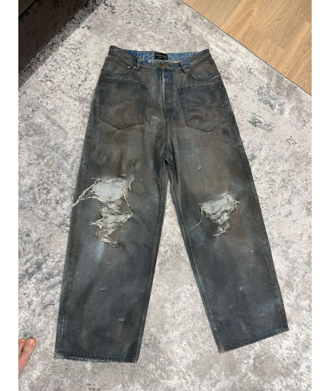 BALENCIAGA Антрацитовые хлопковые прямые джинсы, фото 7