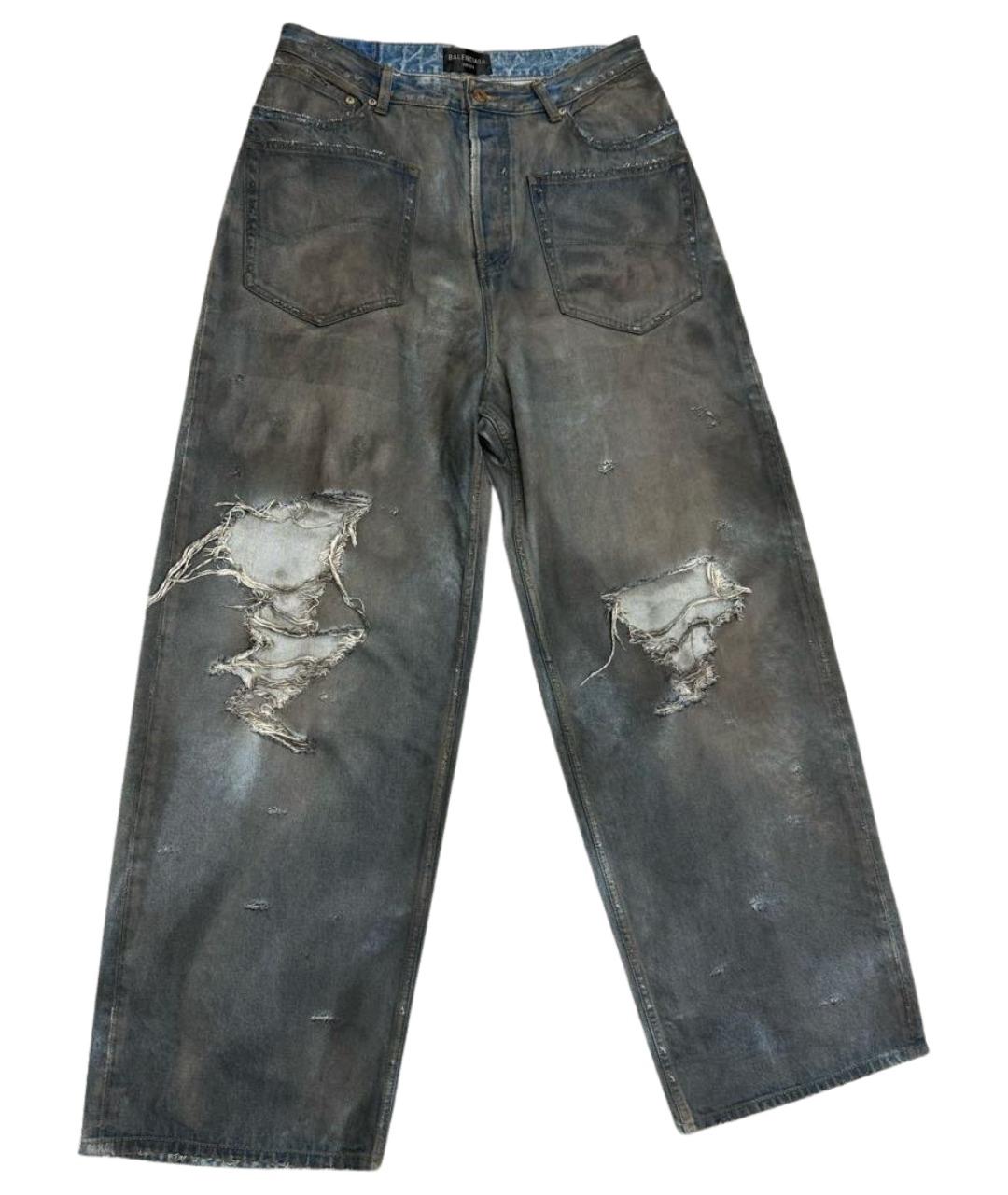 BALENCIAGA Антрацитовые хлопковые прямые джинсы, фото 1