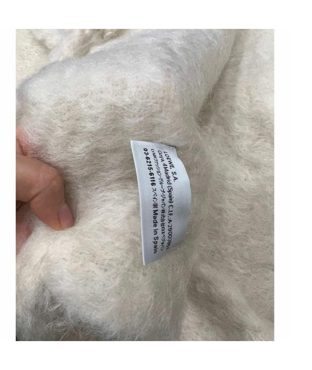 LOEWE Белый шерстяной шарф, фото 3