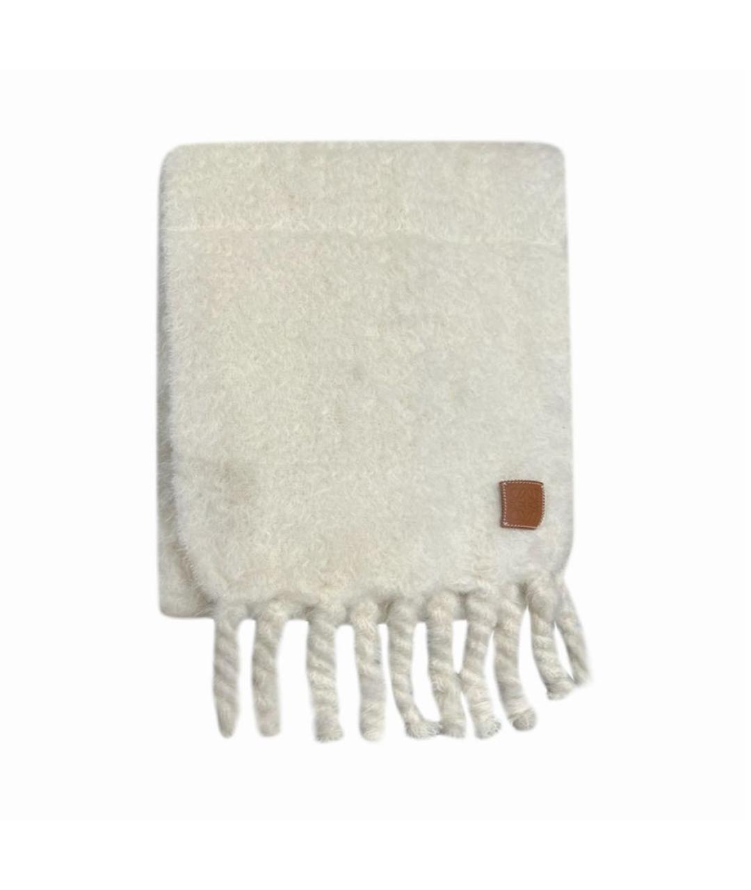 LOEWE Белый шерстяной шарф, фото 1