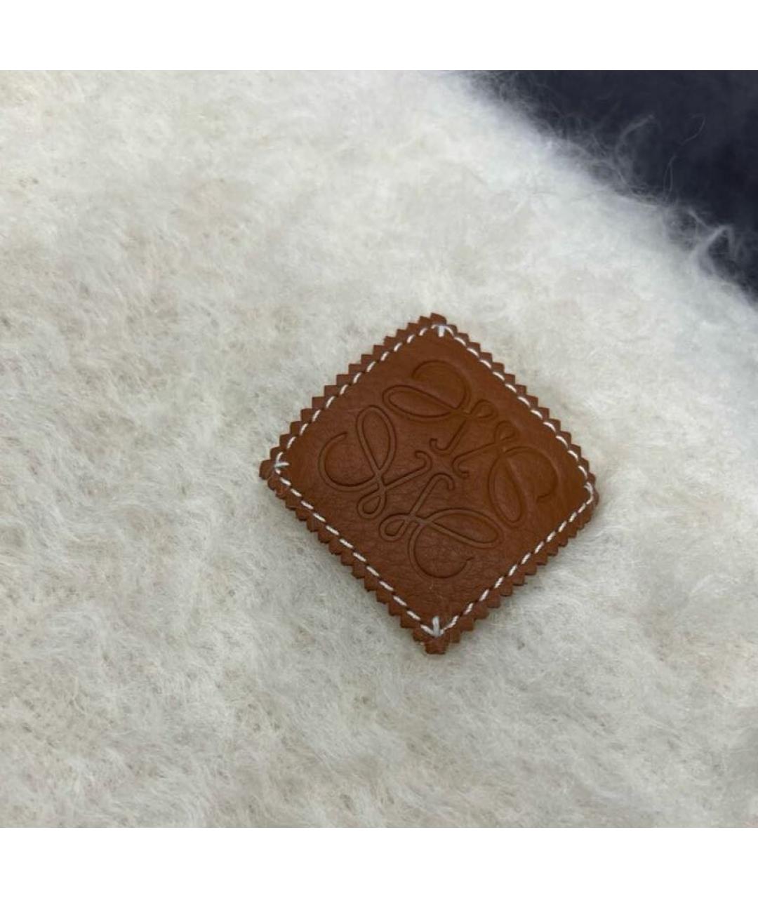 LOEWE Белый шерстяной шарф, фото 4