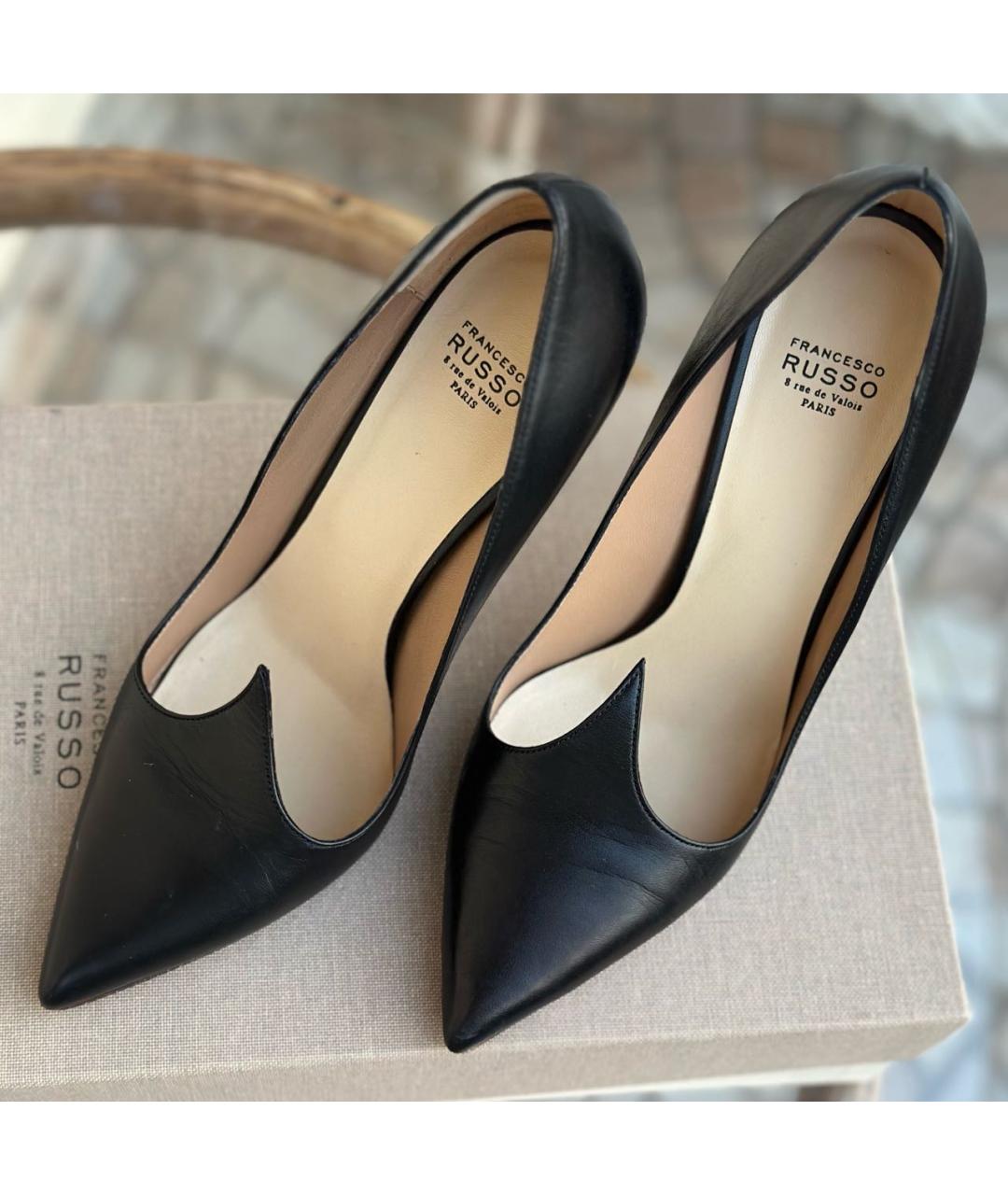 FRANCESCO RUSSO Черные кожаные туфли, фото 3