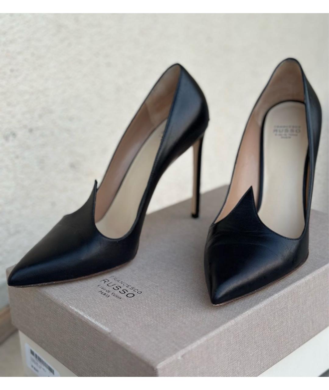 FRANCESCO RUSSO Черные кожаные туфли, фото 4