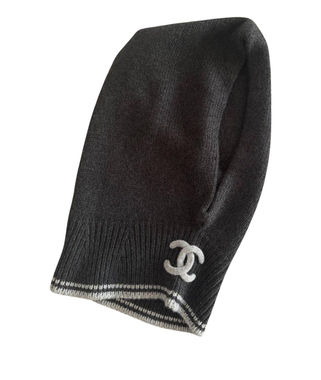 CHANEL Антрацитовый кашемировый капюшон, фото 1