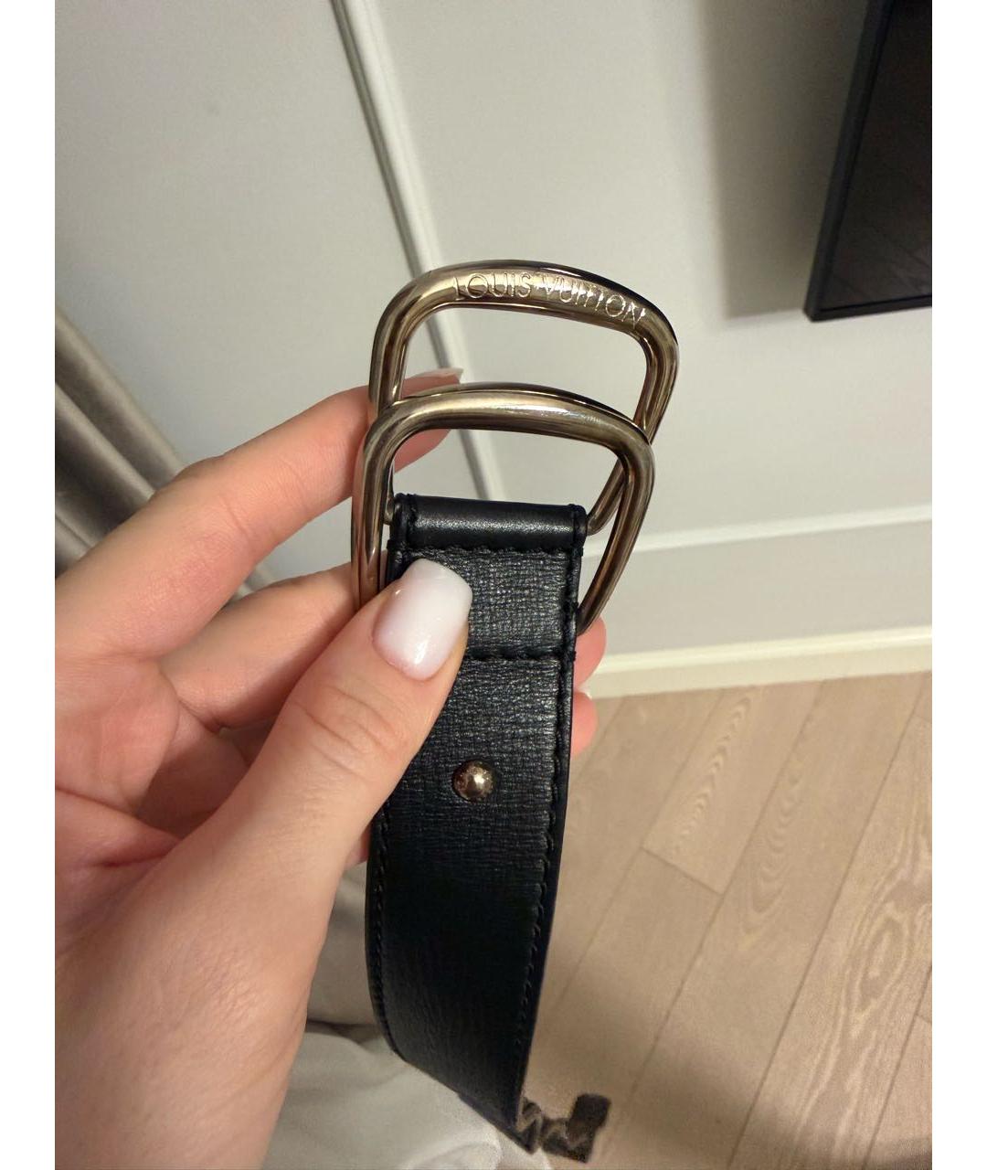 LOUIS VUITTON Черный кожаный ремень, фото 6