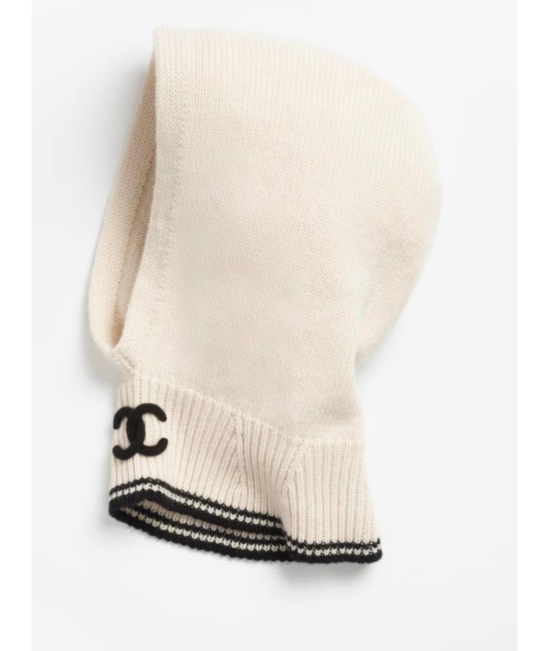 CHANEL Белая кашемировая повязка на голову, фото 3