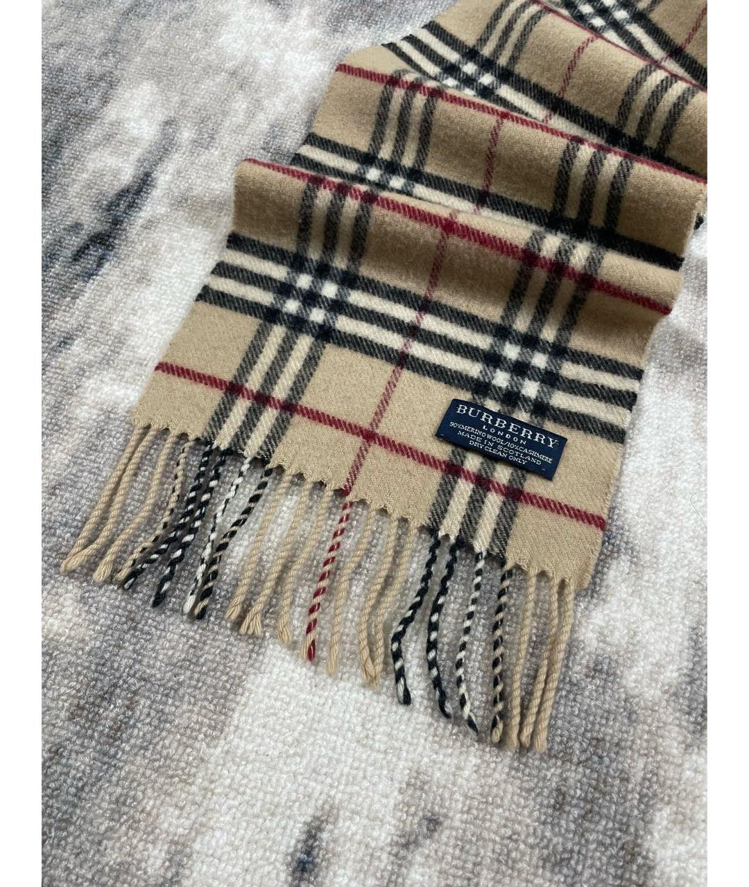 BURBERRY Коричневый шерстяной шарф, фото 2