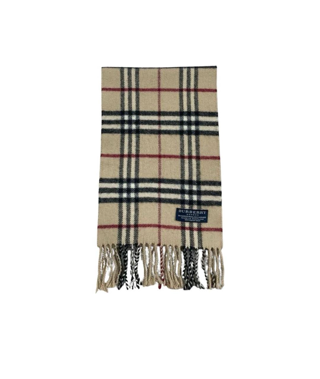 BURBERRY Коричневый шерстяной шарф, фото 5