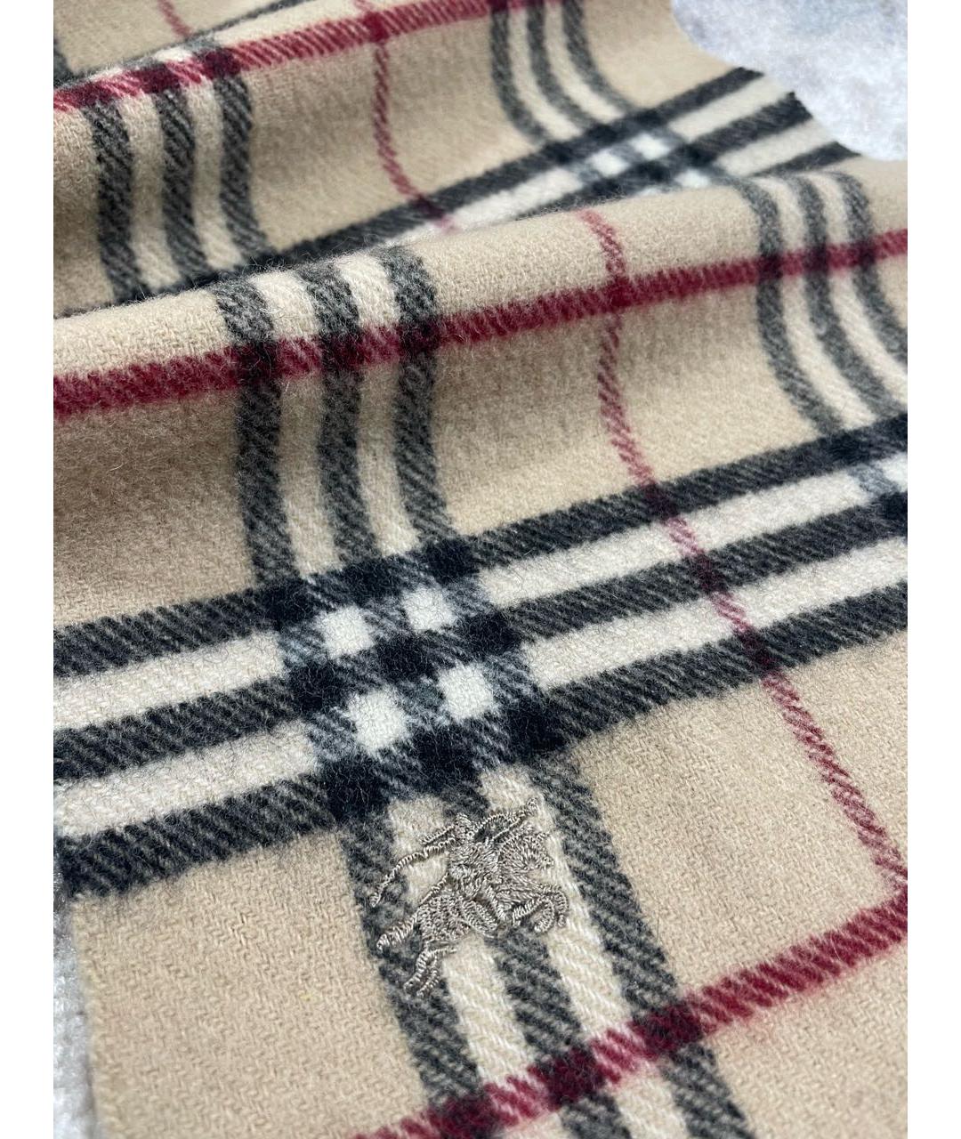 BURBERRY Коричневый шерстяной шарф, фото 4