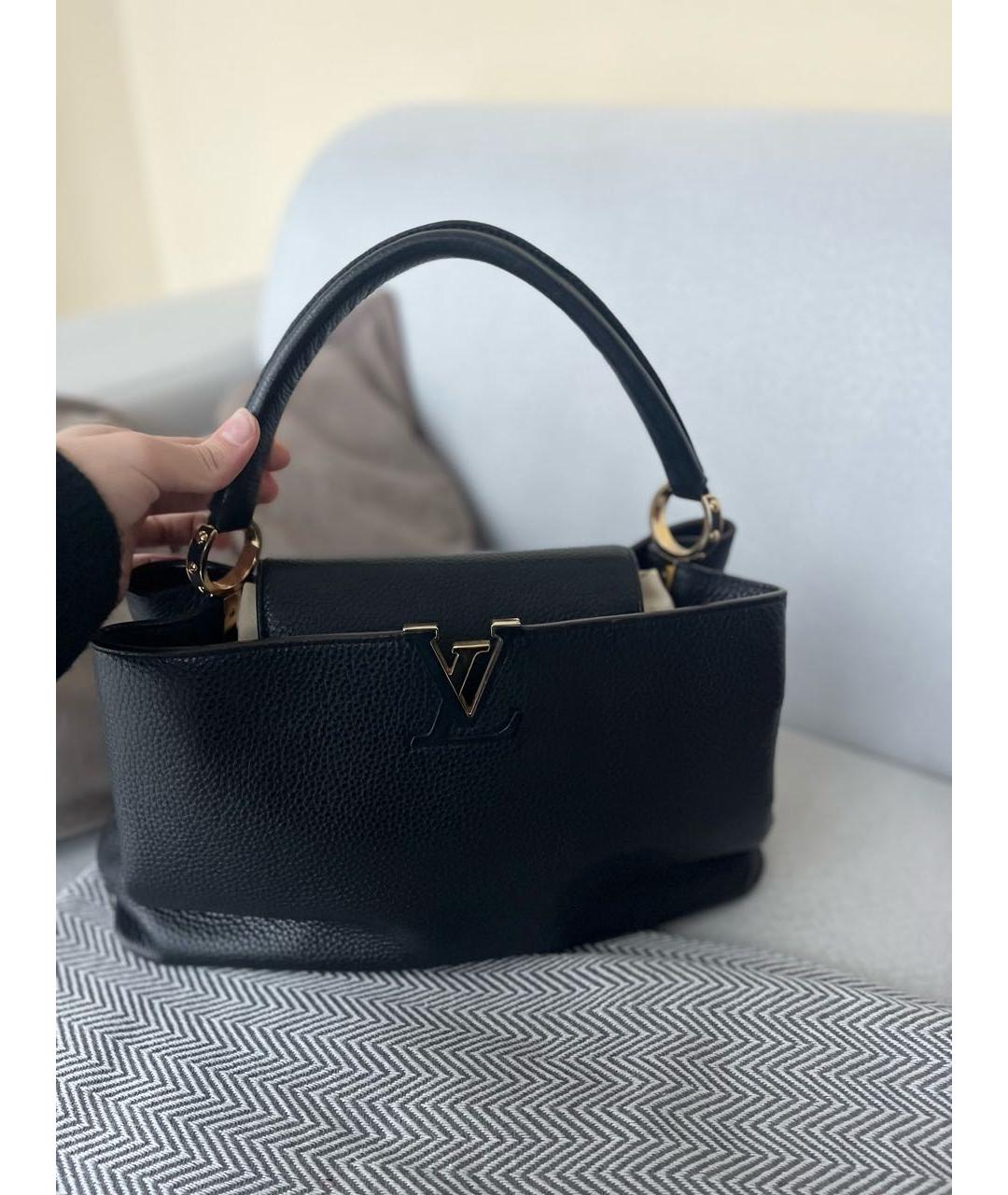 LOUIS VUITTON Черная кожаная сумка тоут, фото 2