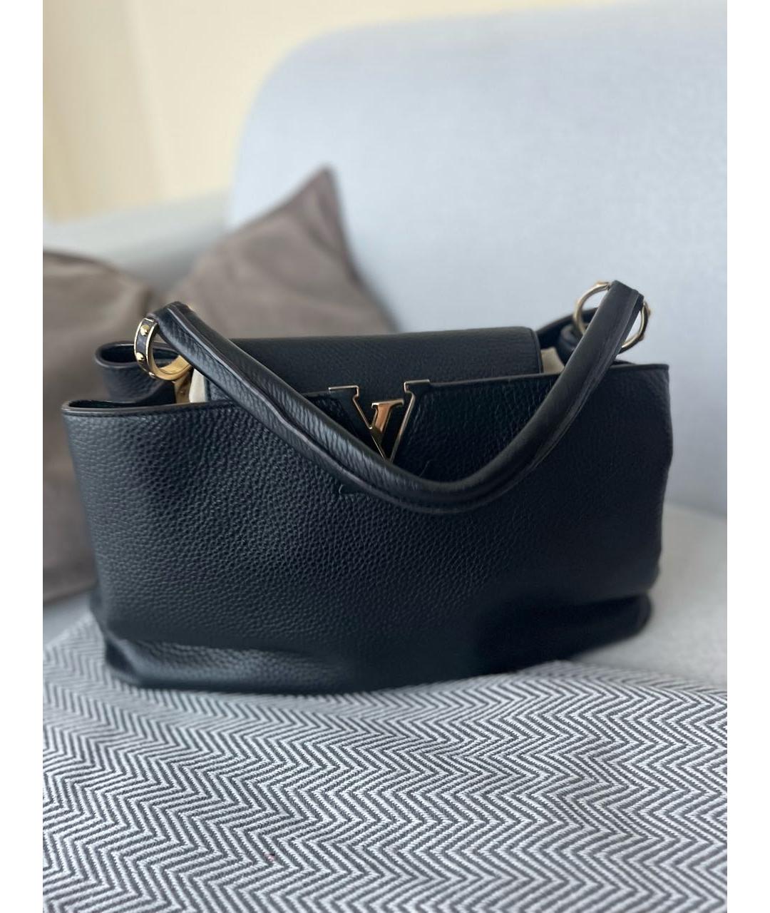 LOUIS VUITTON Черная кожаная сумка тоут, фото 5