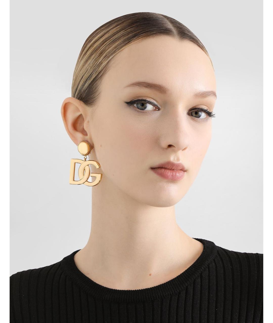 DOLCE&GABBANA Золотые металлические серьги, фото 3