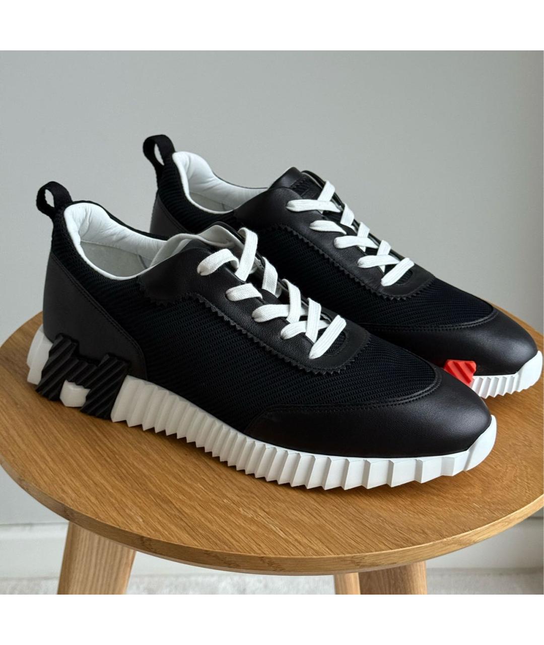 HERMES Черные кожаные низкие кроссовки / кеды, фото 2
