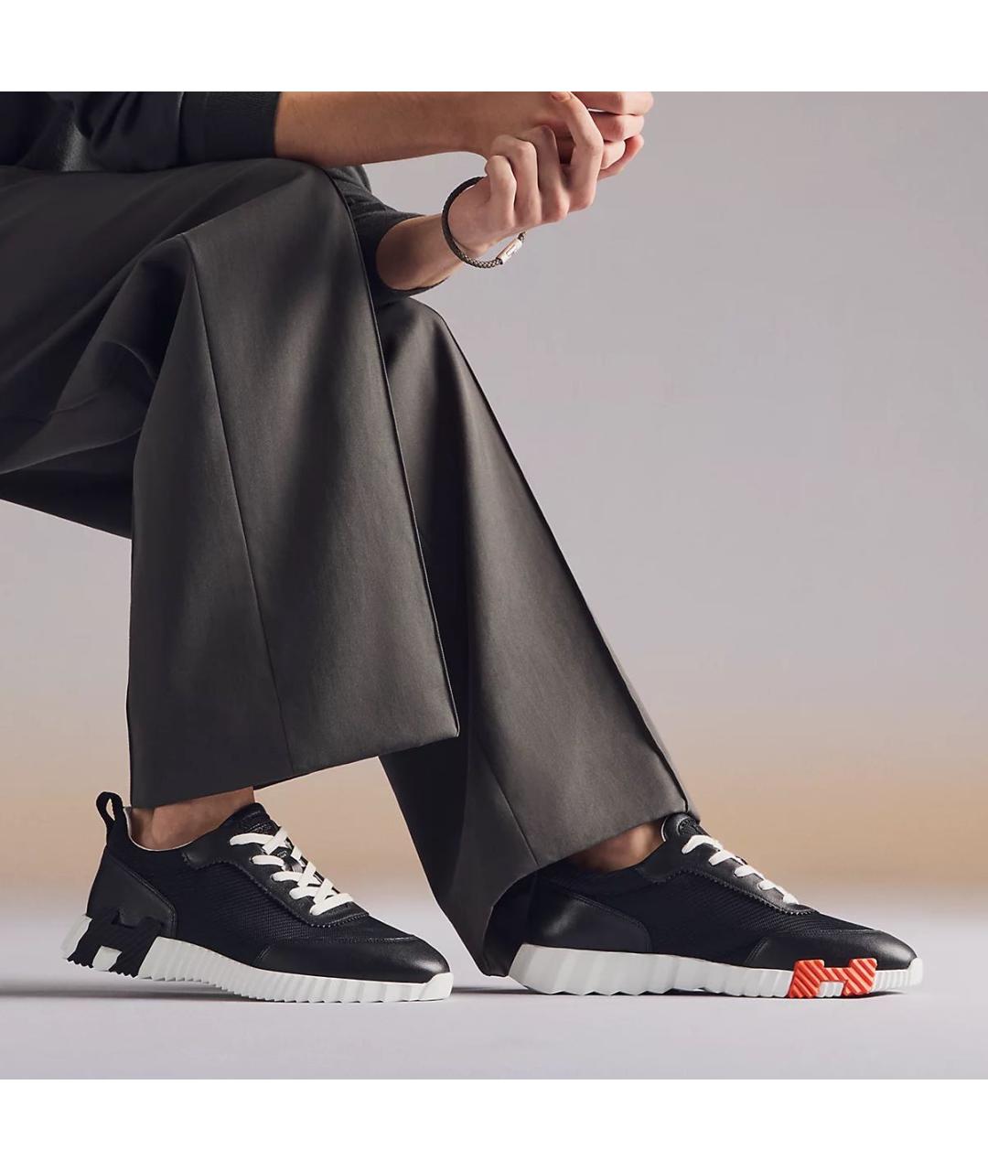 HERMES Черные кожаные низкие кроссовки / кеды, фото 8