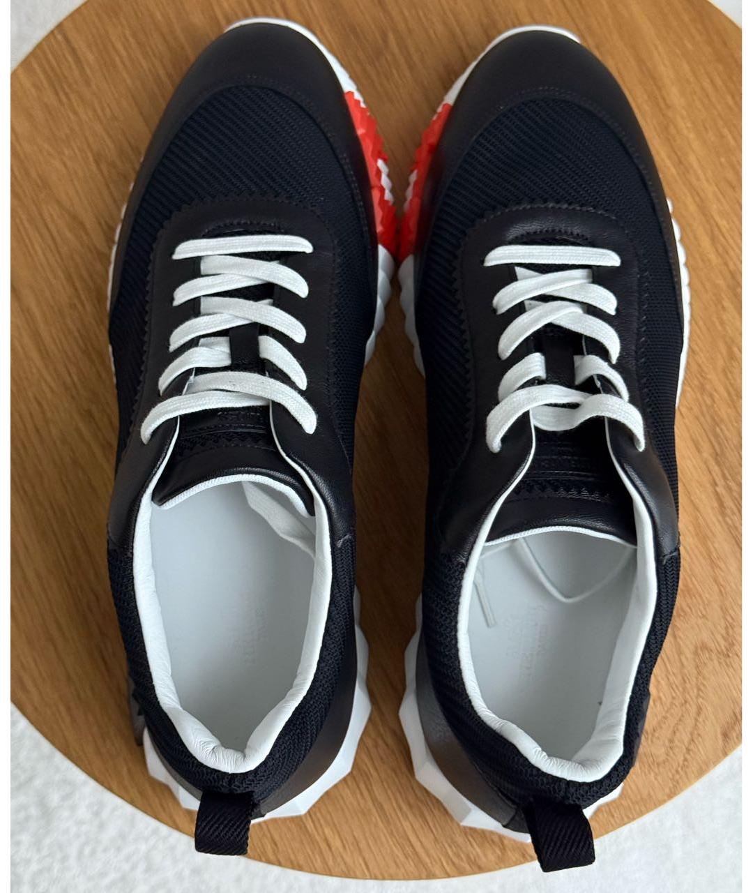 HERMES Черные кожаные низкие кроссовки / кеды, фото 5