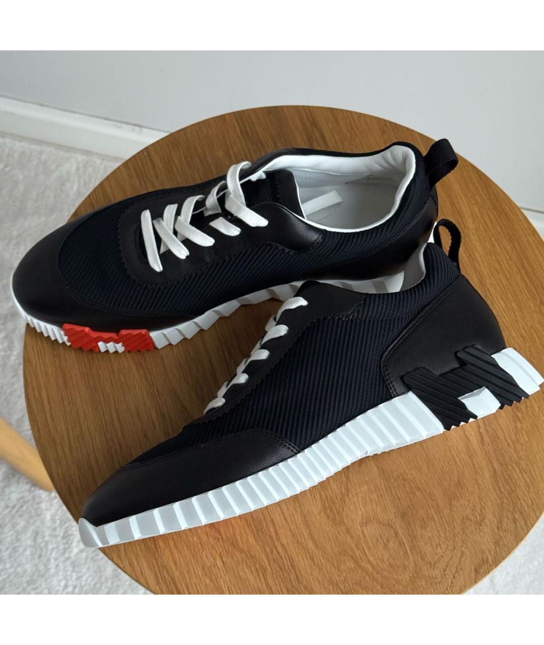 HERMES Черные кожаные низкие кроссовки / кеды, фото 3