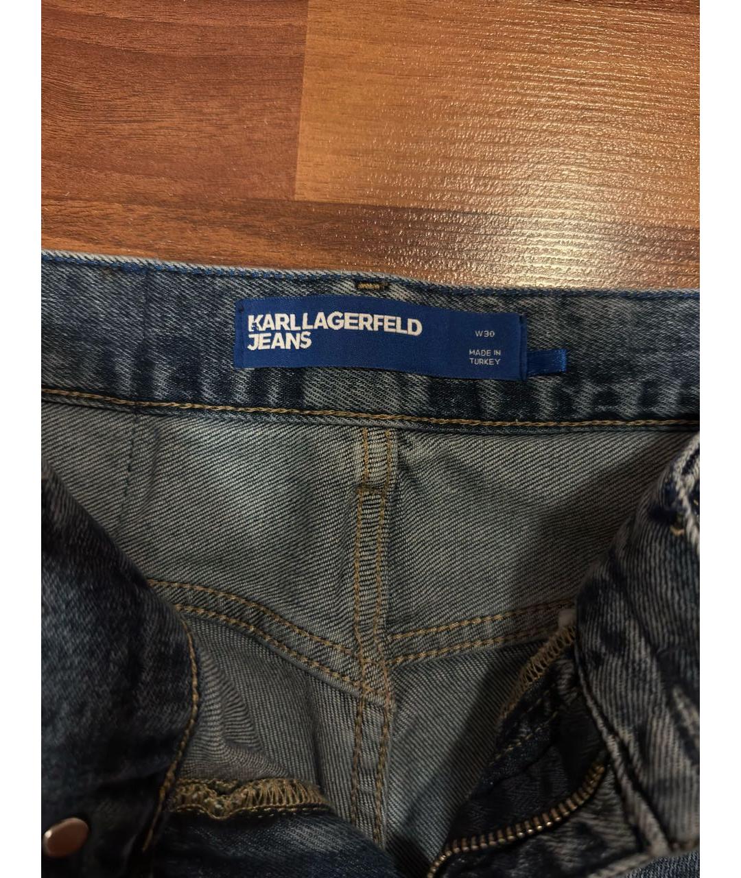 KARL LAGERFELD Темно-синие хлопко-эластановые джинсы скинни, фото 3