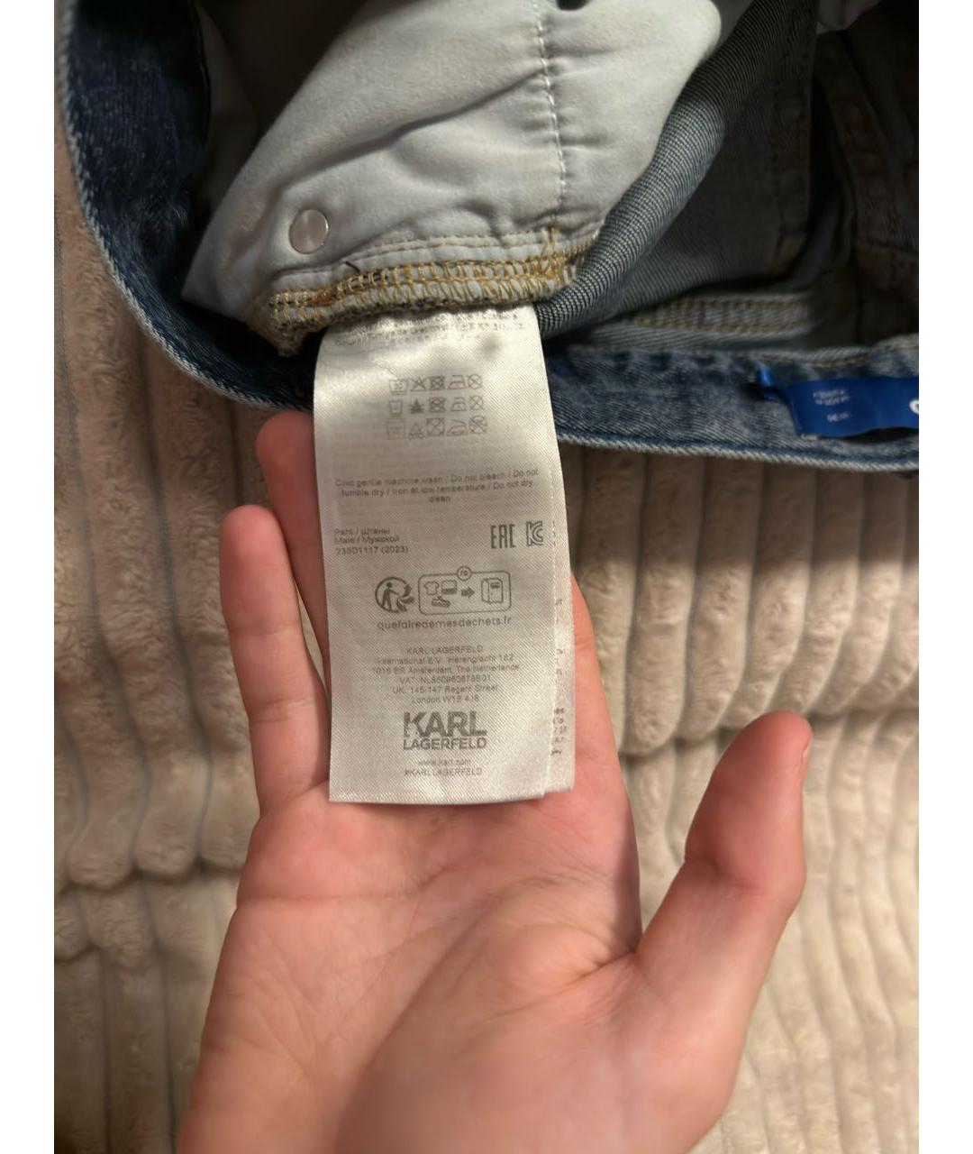 KARL LAGERFELD Темно-синие хлопко-эластановые джинсы скинни, фото 5