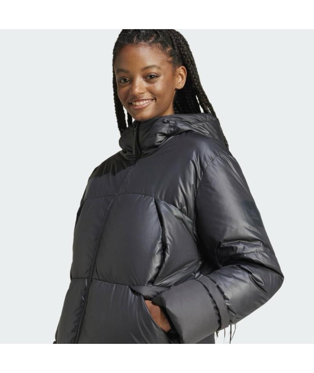 ADIDAS Черное полиэстеровое пальто, фото 6