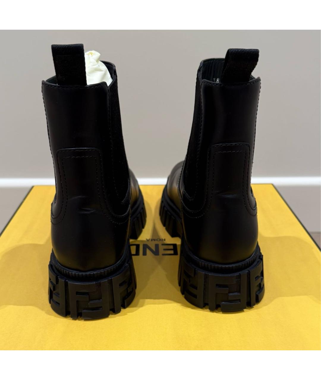 FENDI Черные кожаные ботинки, фото 4