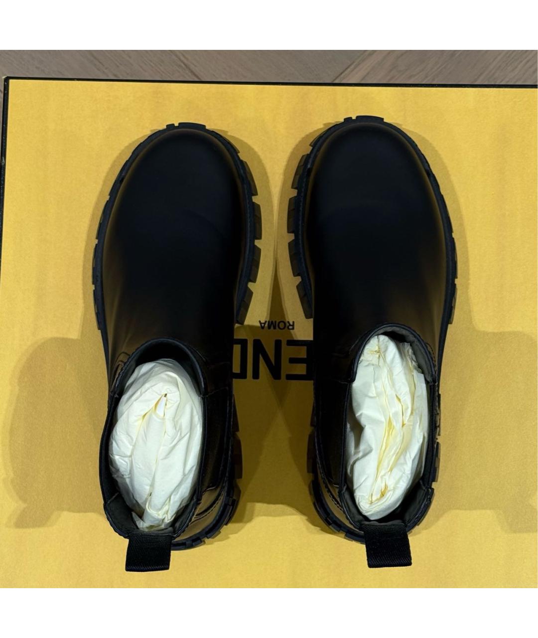 FENDI Черные кожаные ботинки, фото 3