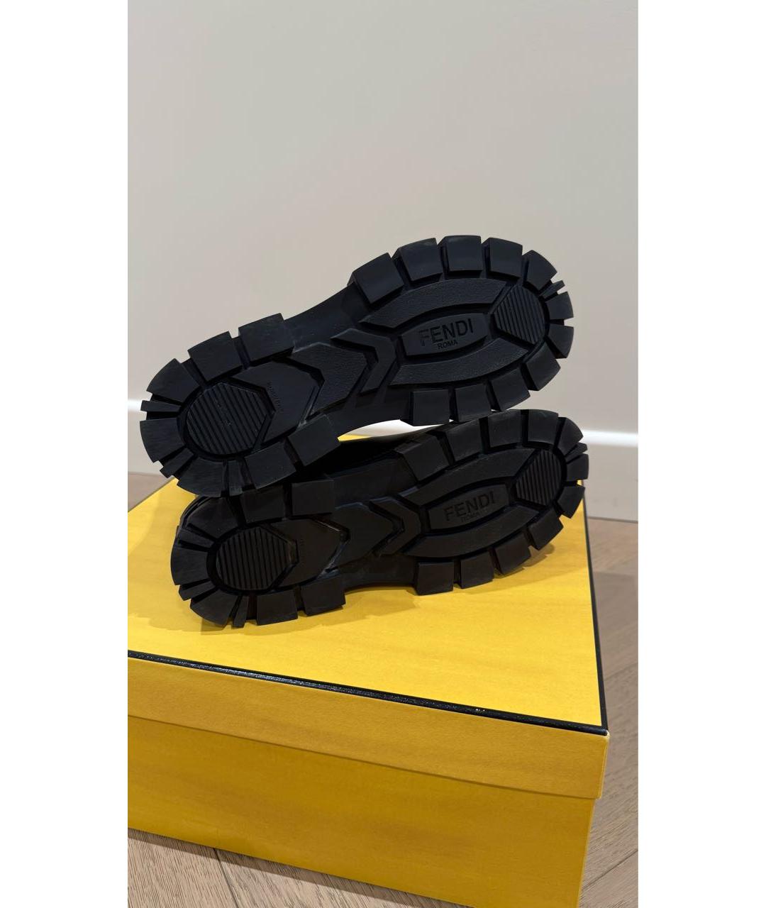 FENDI Черные кожаные ботинки, фото 6