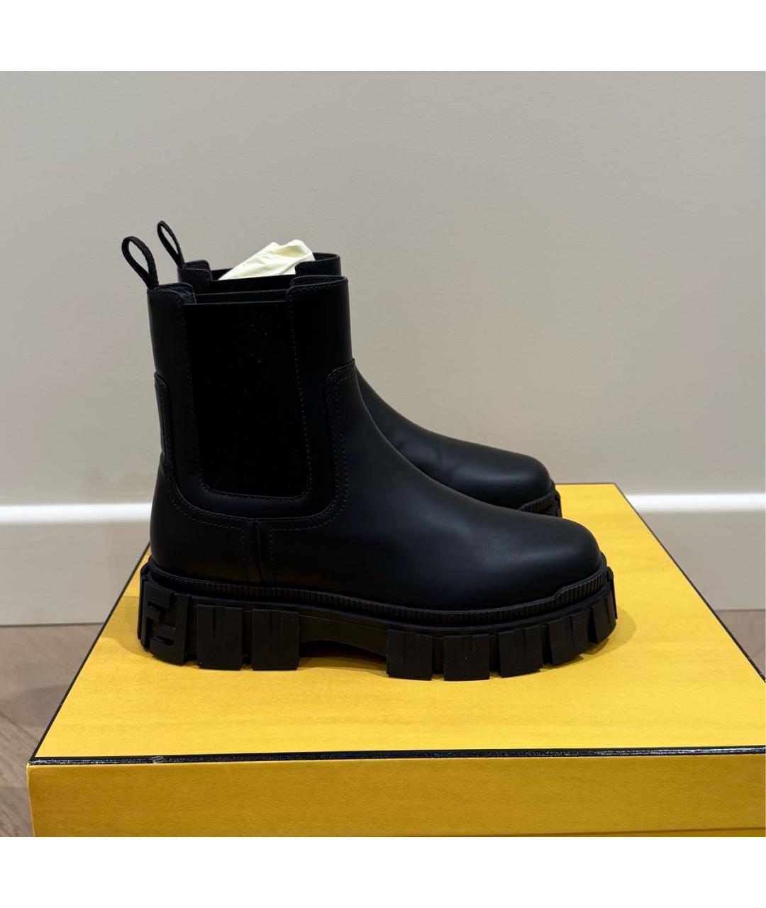 FENDI Черные кожаные ботинки, фото 8