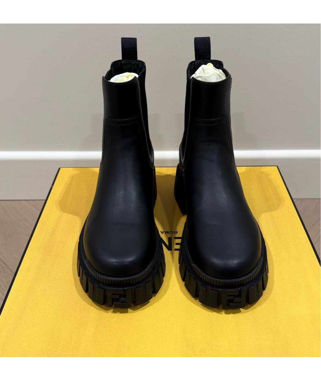 FENDI Черные кожаные ботинки, фото 2